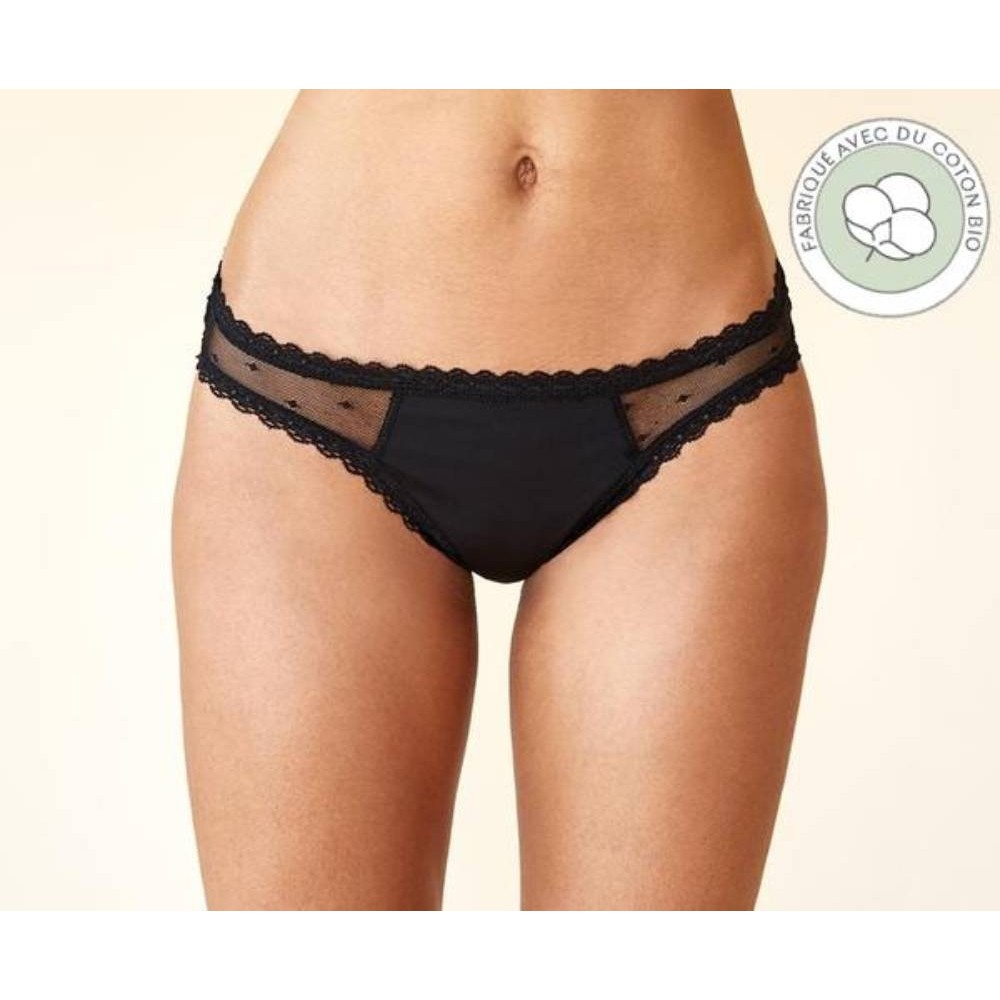 Culotte menstruelle bikini dentelle plumetis sexy