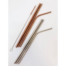 Packung mit 3 Trinkhalmen aus rostfreiem Stahl + Bürste