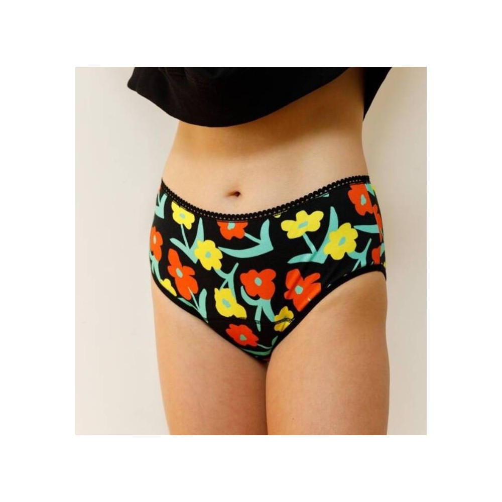 Culotte menstruelle taille haute "Lorea Black"