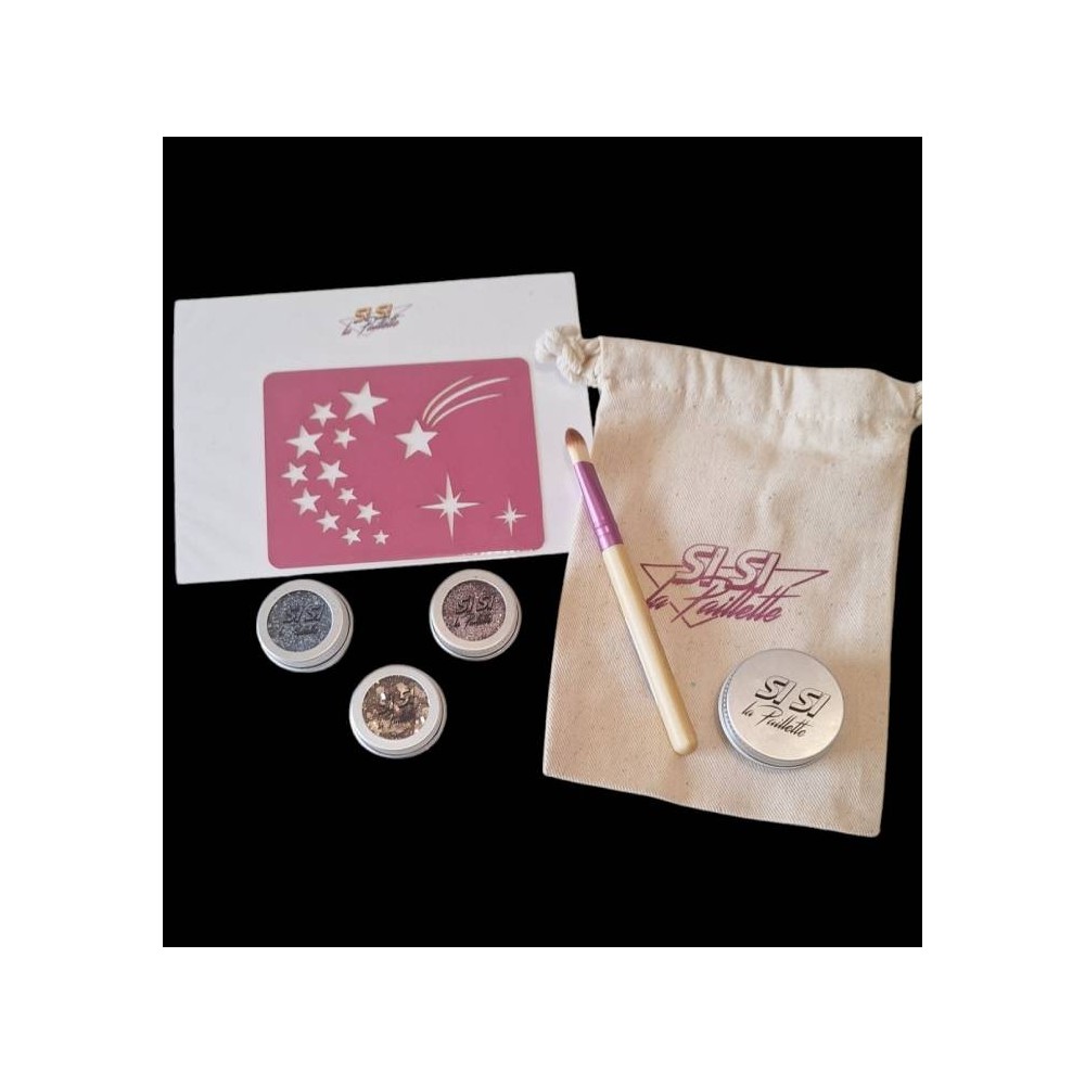 Kit tatouage avec pochoir et paillettes