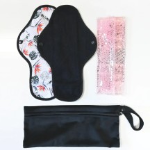 Schmerzhafte Regel: Handtücher + entlastende Pads warm/kalt