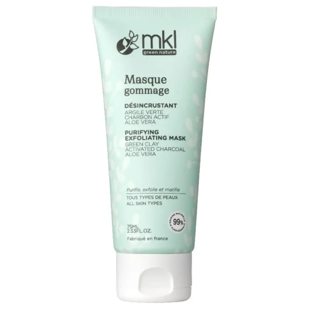 Reinigende Gesichtsmaske mit Peeling und grüner Tonerde von MKL Green Nature.